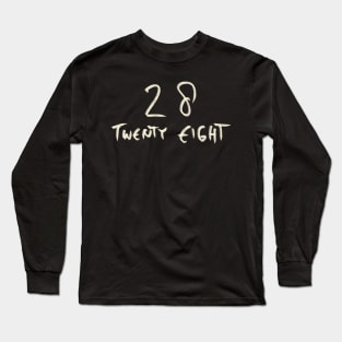 Hand Drawn Letter Number 28 Twenty Eight Long Sleeve T-Shirt